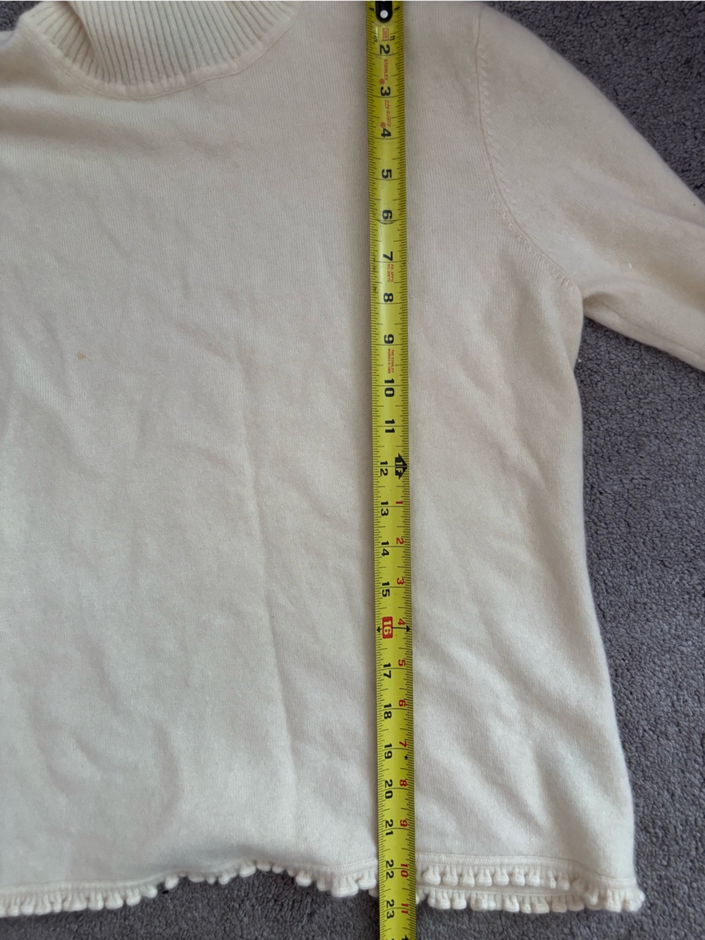 Jones New York Signature Angora Wool Blend Turtleneck Sweater Cream ruffle Trim - Picture 7 of 7